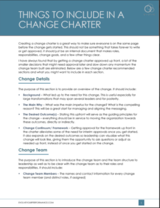 THINGS TO INCLUDE IN A CHANGE CHARTER