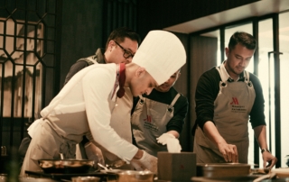 Chefs working in an upscale kitchen