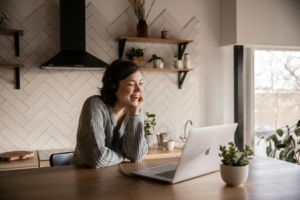 Woman working remotely