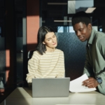 Man and woman working on a task